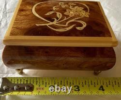 REUGE Style Wooden Inlay Musical Box Jewelry Rings Beautifully Crafted Italian