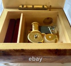 REUGE Style Wooden Inlay Musical Box Jewelry Rings Beautifully Crafted Italian