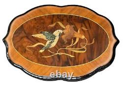 REUGE Swiss Burl Wood Hummingbird Inlay Music Jewelry Box Wind Beneath My Wings