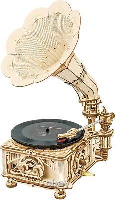ROKR Hands Craft Vintage Gramophone DIY 3D Wooden Puzzle Music Box Model Kit