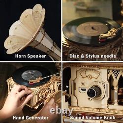 ROKR Hands Craft Vintage Gramophone DIY 3D Wooden Puzzle Music Box Model Kit