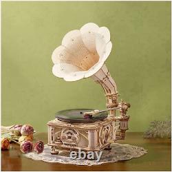 ROKR Hands Craft Vintage Gramophone DIY 3D Wooden Puzzle Music Box Model Kit