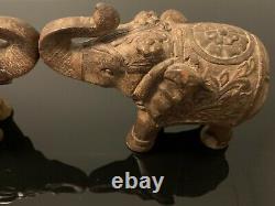 Rajasthan hand carved Antique wooden elephant pair