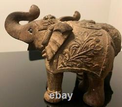 Rajasthan hand carved Antique wooden elephant pair