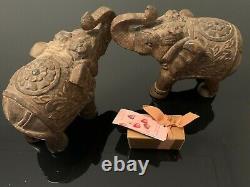 Rajasthan hand carved Antique wooden elephant pair