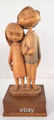 Rare 1960S' Anri Siegfried Hafner Happy Children Carved Wood Music Box Reuge