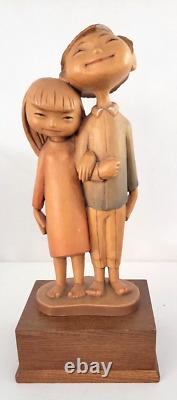 Rare 1960S' Anri Siegfried Hafner Happy Children Carved Wood Music Box Reuge