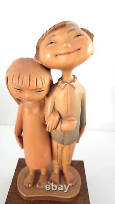 Rare 1960S' Anri Siegfried Hafner Happy Children Carved Wood Music Box Reuge