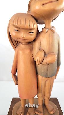 Rare 1960S' Anri Siegfried Hafner Happy Children Carved Wood Music Box Reuge