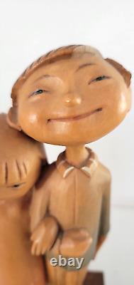 Rare 1960S' Anri Siegfried Hafner Happy Children Carved Wood Music Box Reuge