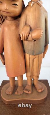 Rare 1960S' Anri Siegfried Hafner Happy Children Carved Wood Music Box Reuge