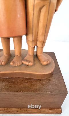 Rare 1960S' Anri Siegfried Hafner Happy Children Carved Wood Music Box Reuge