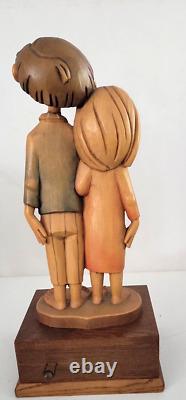 Rare 1960S' Anri Siegfried Hafner Happy Children Carved Wood Music Box Reuge