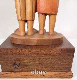 Rare 1960S' Anri Siegfried Hafner Happy Children Carved Wood Music Box Reuge