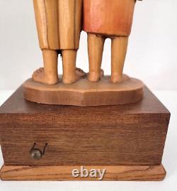 Rare 1960S' Anri Siegfried Hafner Happy Children Carved Wood Music Box Reuge