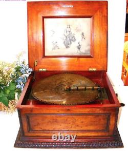 Rare Antique Disc Playing Mahogany Music Box By Regina Plus 25-15.1/2 Discs