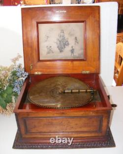 Rare Antique Disc Playing Mahogany Music Box By Regina Plus 25-15.1/2 Discs