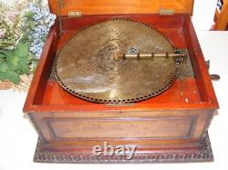 Rare Antique Disc Playing Mahogany Music Box By Regina Plus 25-15.1/2 Discs