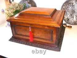 Rare Antique Disc Playing Mahogany Music Box By Regina Plus 25-15.1/2 Discs
