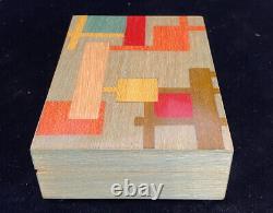 Rare DEICHERT Reuge Music box Raindrops falling On head Abstract Wood Inlaid