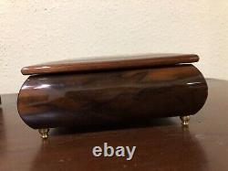 Rare Ercolano Walnut Wood Inlaid Jewelry Music Box Handcrafted In Italy WB