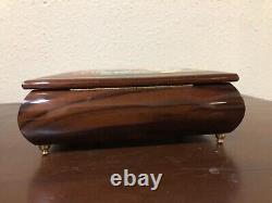 Rare Ercolano Walnut Wood Inlaid Jewelry Music Box Handcrafted In Italy WB