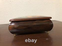 Rare Ercolano Walnut Wood Inlaid Jewelry Music Box Handcrafted In Italy WB