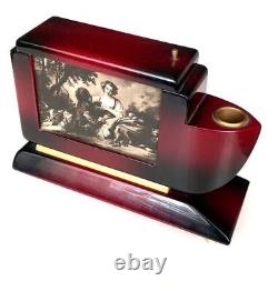 Rare Italian Music box cigare case for ten king size cigarettes Wood Hand Made