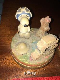 Rare Lioness & Snoopy, Snoopy Red Baron Wood Carved Music Boxes