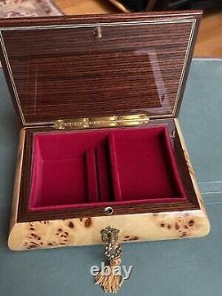 Rare Reuge wood Flower Banjo Jewelry Music Box- Bolero Ravel
