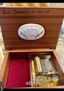 Rare Signed VTG L Edition Reuge Goebel Hummel Anri carved wood Music Box Italy
