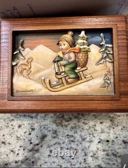 Rare Signed VTG L Edition Reuge Goebel Hummel Anri carved wood Music Box Italy