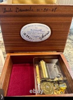 Rare Signed VTG L Edition Reuge Goebel Hummel Anri carved wood Music Box Italy