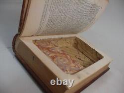 Rare Unusual Leather Book Box Secret Hiding Carve Out Music Box Made in France