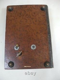 Rare Unusual Leather Book Box Secret Hiding Carve Out Music Box Made in France