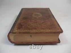 Rare Unusual Leather Book Box Secret Hiding Carve Out Music Box Made in France