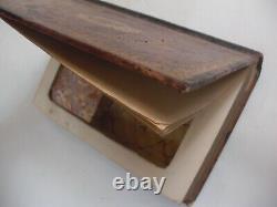 Rare Unusual Leather Book Box Secret Hiding Carve Out Music Box Made in France