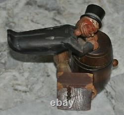 Rare Vintage Italian Anri Carved Mechanical Wood Bar Set Musical Box Gentleman