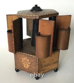 Rare Vintage Wooden Musical Cigarette Dispenser Pokerwork Great Condition