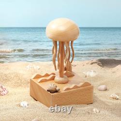 Rechargeable Wooden Jellyfish Music Box, Perfect Home Decorations, Holiday Gifts