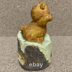 Retro Ceramic Wood Carvingbear Music Box When You Wish Upon A Star