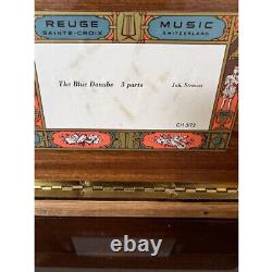 Reuge 72 Note Wood Music Box Beautiful Blue Danube 3 Part