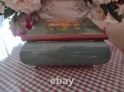 Reuge Italy Inlaid Wood Musical Jewelry Box w Key CAN'T HELP FALLING In LOVE