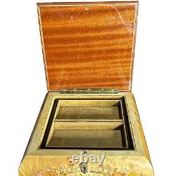 Reuge Music Box Jewelry Box Wood Inlay Swiss Musical Movement Anniversary Waltz