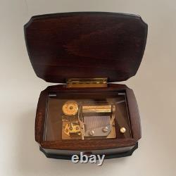 Reuge Music Box, Solid Walnut Wood Inlaid Antique Ornament