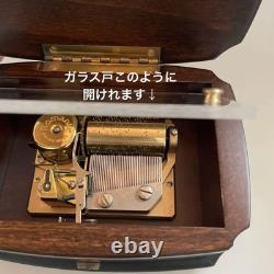 Reuge Music Box, Solid Walnut Wood Inlaid Antique Ornament