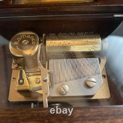 Reuge Music Box, Solid Walnut Wood Inlaid Antique Ornament