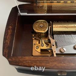 Reuge Music Box, Solid Walnut Wood Inlaid Antique Ornament