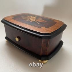 Reuge Music Box, Solid Walnut Wood Inlaid Antique Ornament