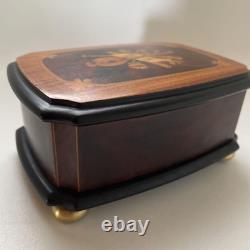 Reuge Music Box, Solid Walnut Wood Inlaid Antique Ornament